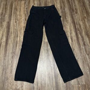 Playboy by Pacsun Cargo Jeans Women's 25 Black Bunny Utility High Rise Denim